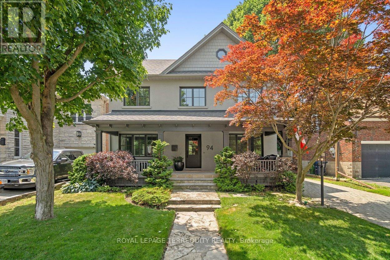 Welcome to 94 Kingsway Crescent, a fully renovated family home set on an exceptional 50' x 150' lot, a rare offering in The Kingsway. Blending timeless elegance with thoughtful modern updates, this home offers generous principal rooms, oak hardwood floors throughout the main & second levels, 9' ceilings on the main floor & beautifully curated finishes at every turn. The heart of the home is the 2018 custom kitchen, complete w/integrated Sub-Zero fridge/freezer (2026), Wolf 6-burner gas range, Miele dishwasher, Caesar stone counters & seamless flow into the family room w/gas fireplace and walkout to the backyard. Formal living & dining rooms are ideal for entertaining, while the private main floor office with double glass French doors, built-ins & wood-burning fireplace makes working from home feel elevated. Upstairs, the spacious primary suite features a vaulted ceiling, walk-in closet & a stunning renovated ensuite with heated floors, double vanity, soaker tub & glass walk-in shower. Three additional bedrooms, an updated family bath & a dedicated laundry room complete the second floor. The lower level adds incredible versatility with a large recreation room, gym/home office, full bath & a separate media room with projector and screen. Outside, the backyard is pure resort-style magic. Exceptionally private and professionally landscaped, it features a saltwater pool, hot tub, artificial turf, cedar deck, poured concrete patio, outdoor gas fireplace, outdoor home theatre/speakers & gas line for BBQ. This is a property designed for real living and unforgettable entertaining. With parking for 8 cars & premium updates throughout, 94 Kingsway Crescent is a standout opportunity in one of Toronto's most coveted west-end neighbourhoods. (id:48254)