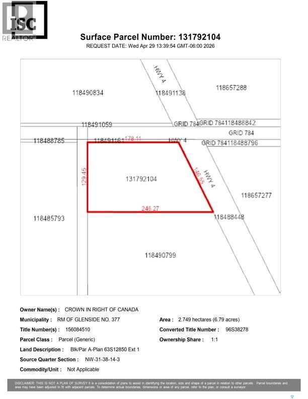 RM of Glenside 6.79 Acres, Glenside Rm No. 377, Saskatchewan