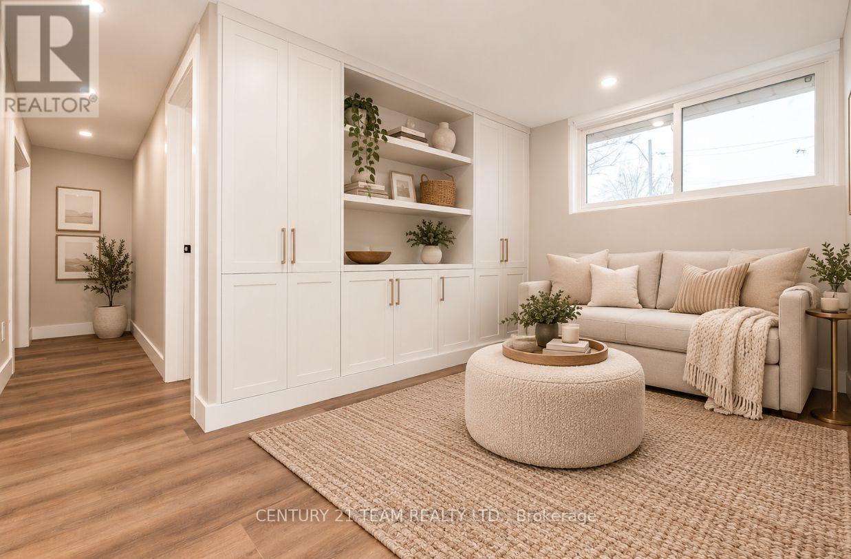Virtually Staged Basement Media Room