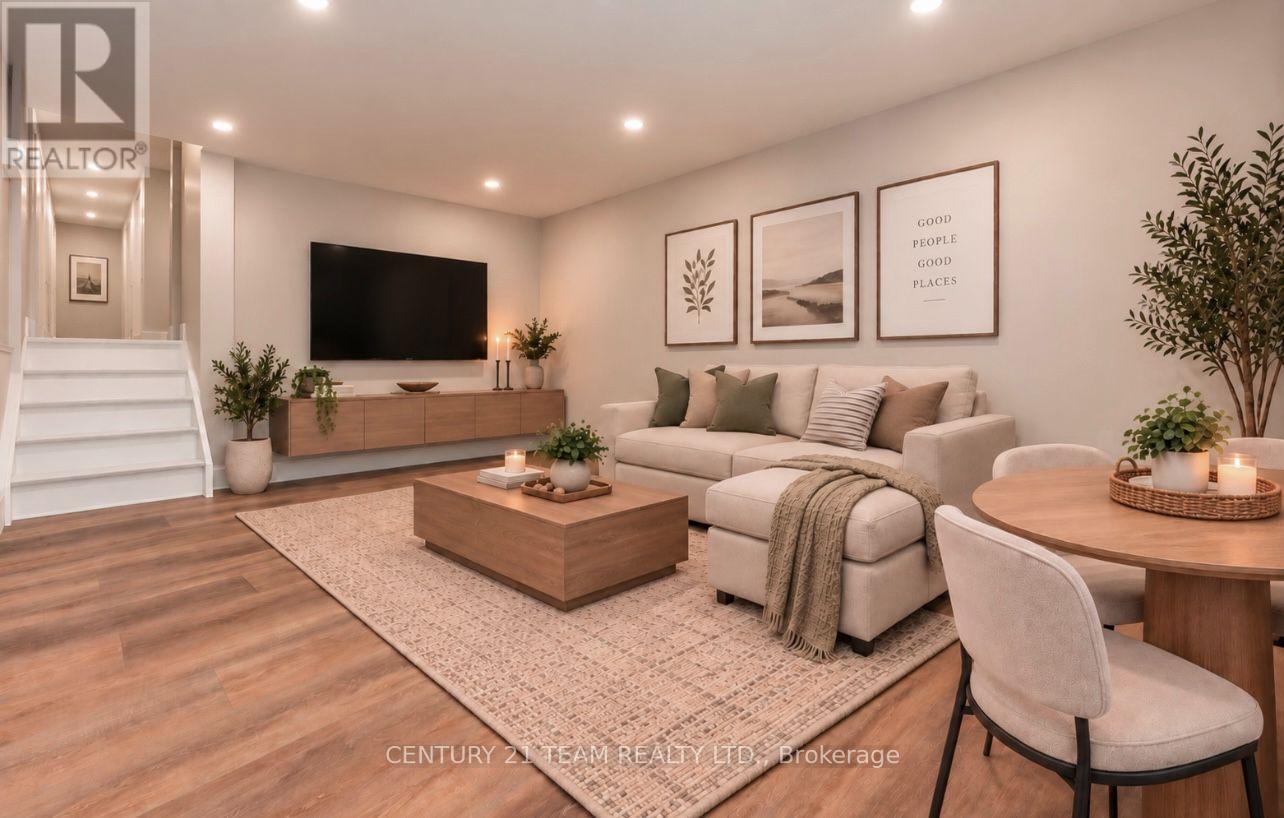 Virtually Staged Basement Family Room
