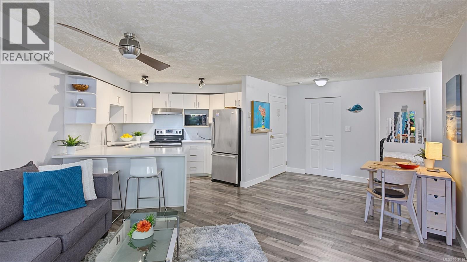 Plenty of space for a dining room table. There is a walk in closet next to the entrance door for lots of storage.