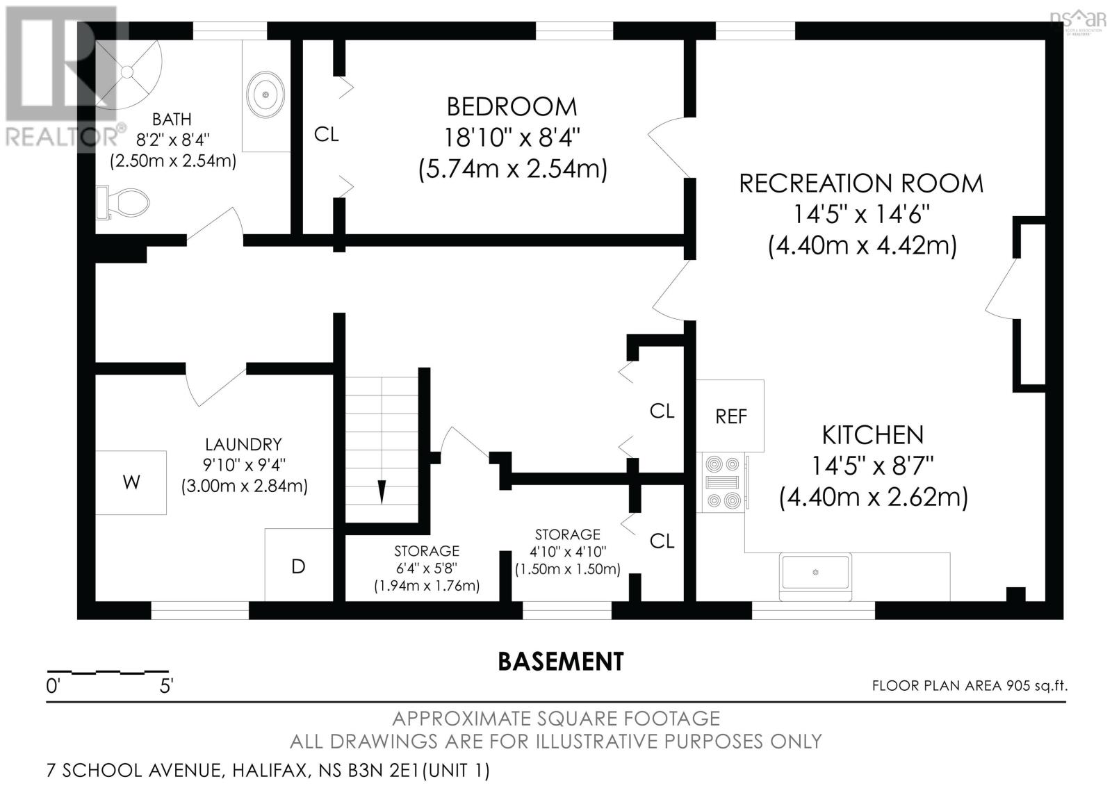 Floorplan of basement 1 bed unit