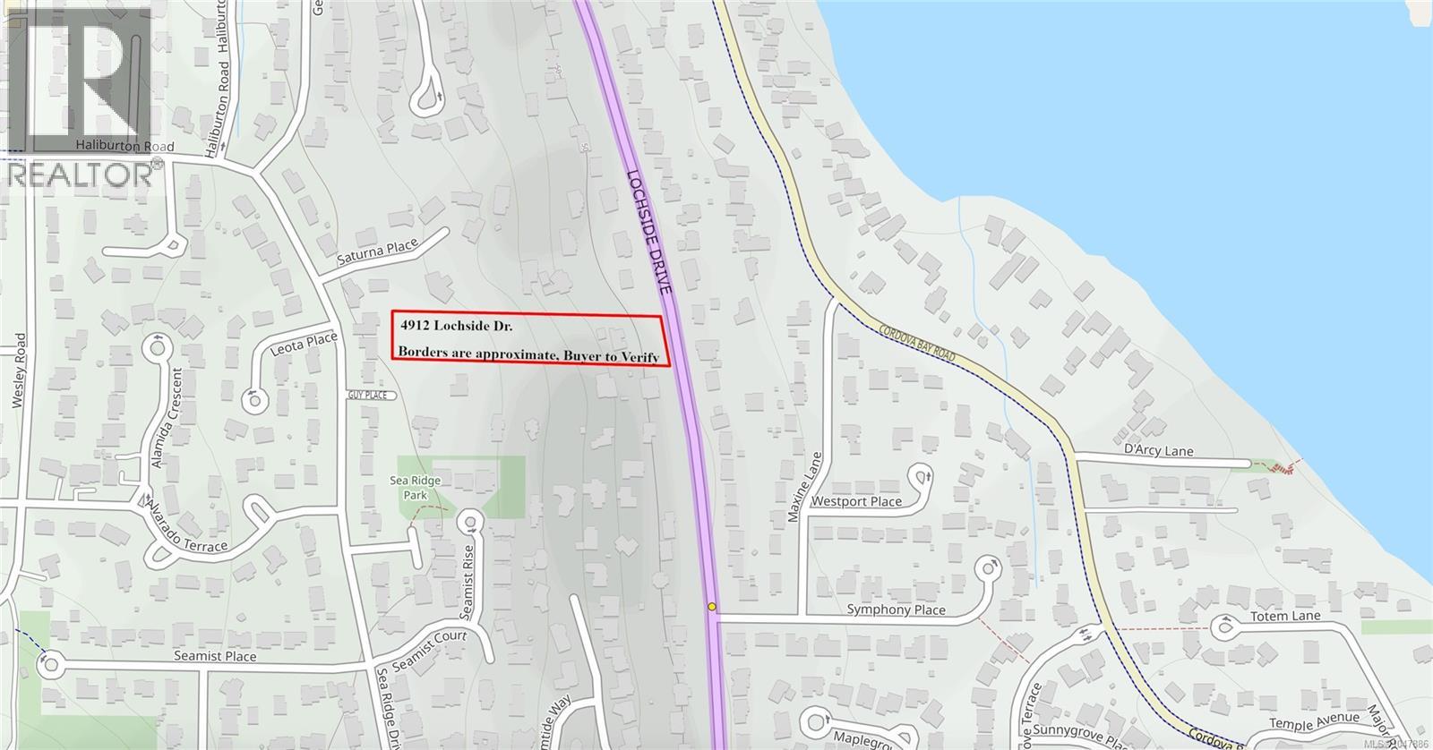 Showing the larger map area of 4912 Lochside Drive in Cordova Bay area