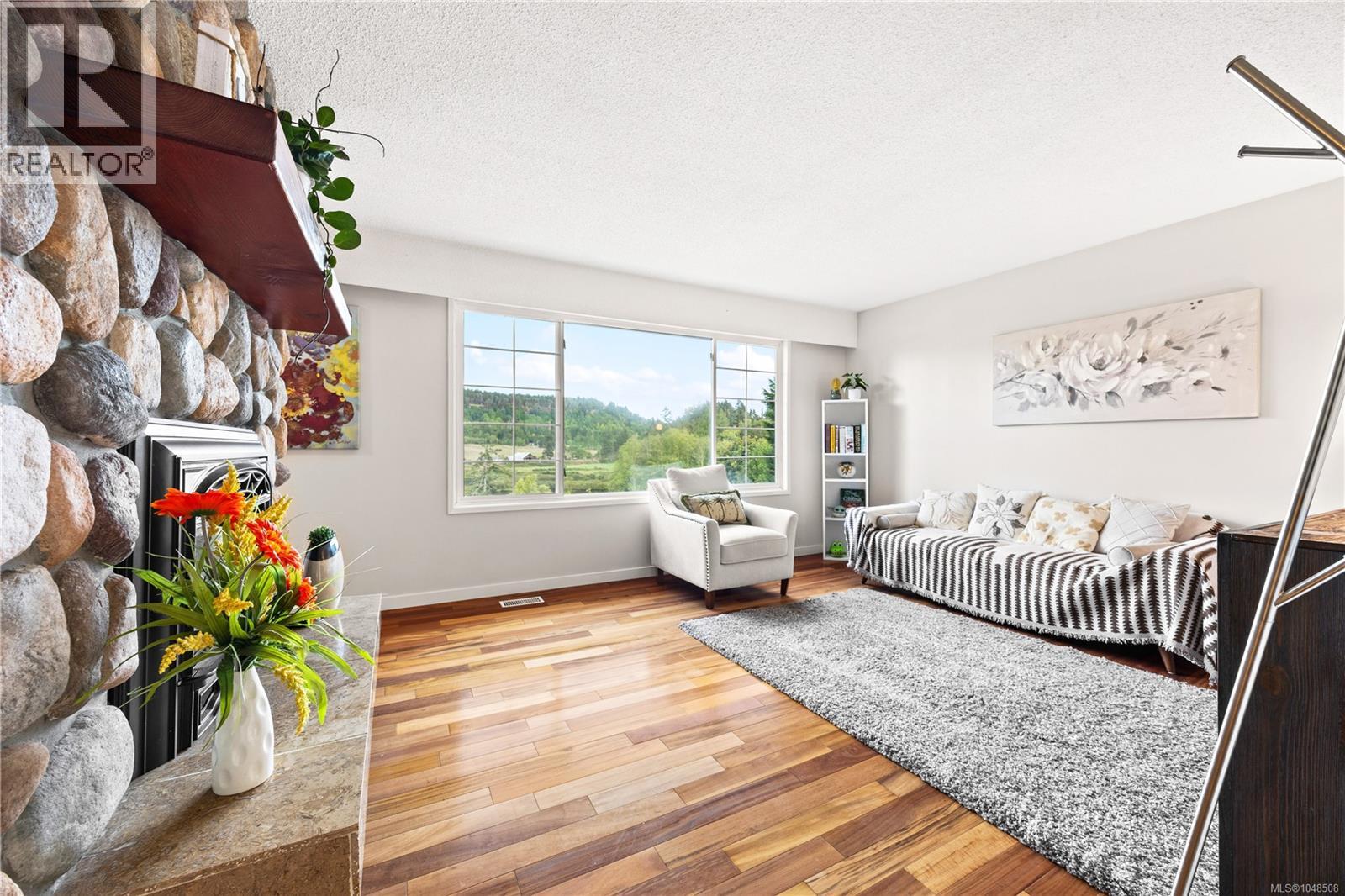Living room with big window with view