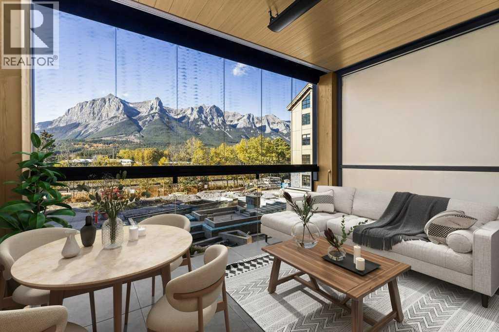 Enjoy waking up to spectacular SW facing direct view of Ha Ling & the Rundle Range over the spa area from the comfort of the floor to ceiling glass of your own solarium! This is arguably the best studio unit available at Rundle Park! The Nordic Spa inspired amenities will set a new standard for maximum relaxation and increased revenues. It will include 2 hydrotherapy pools with sunken firepit between the pools, wellness warming room, cabanas, sauna pods, fitness centre with floor to ceiling windows with SW mountain views, kids playground, kids play area inside the airstream trailer and grand lobby entrance. Likewise the unit interiors will be precedent setting with designer kitchen with Porter & Charles appliances and sintered stone counter top, signature bathroom and 60 inch fireplace! The condo fees and property tax will be extremely low and the income is anticipated to be very high! The list price is $625,000+GST. GST is often deferred and not paid at the time of purchase when the buyer is GST registered. This is a fantastic opportunity to own property & generate strong income on Airbnb! (id:48254)